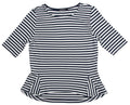 Damenshirt 1/2Arm, Blau/Weiß-Gestreift 30026