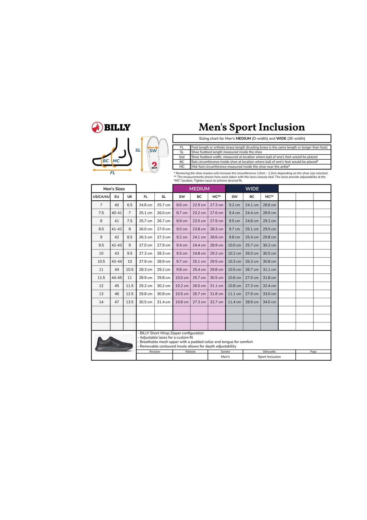 BILLY Footwear Sport Inclusion Normal/Weit, schwarz BM24171-001