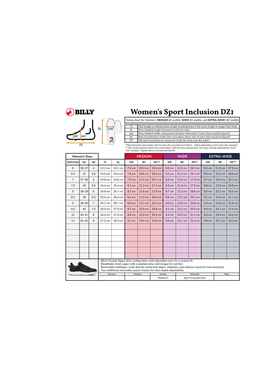 Billy Footwear Sport Inclusion,DZ, weit/extraweit navy/pink BW26184-410
