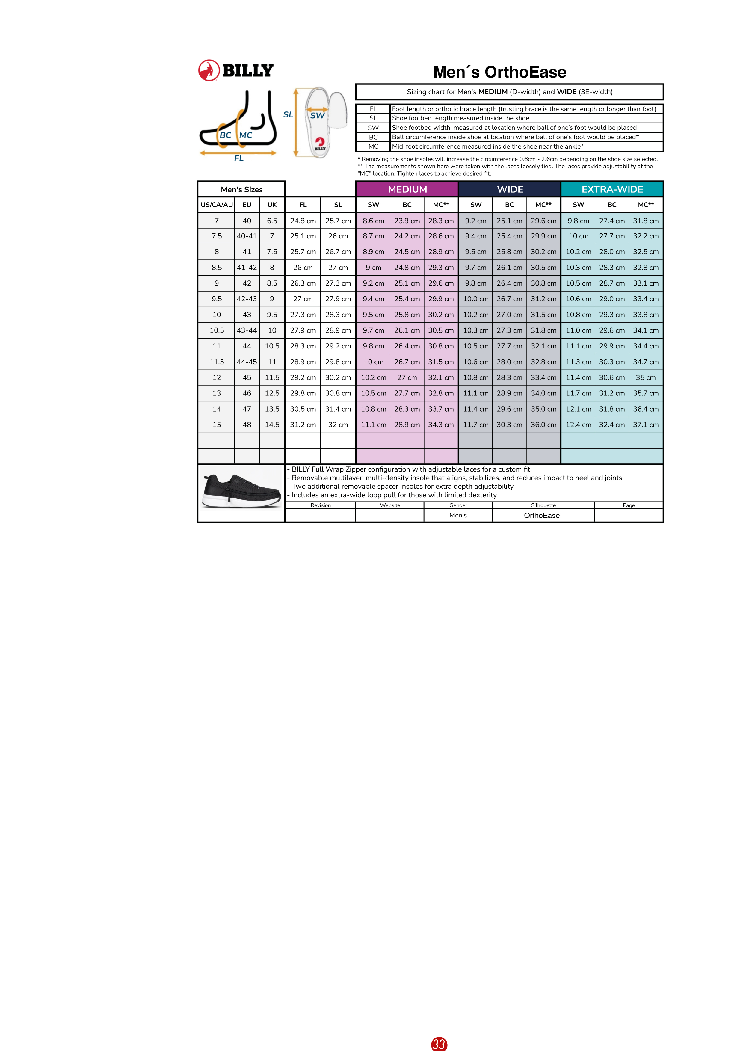BILLY Footwear OrthoEase, medium/wide, grey BM25179-010 47 medium