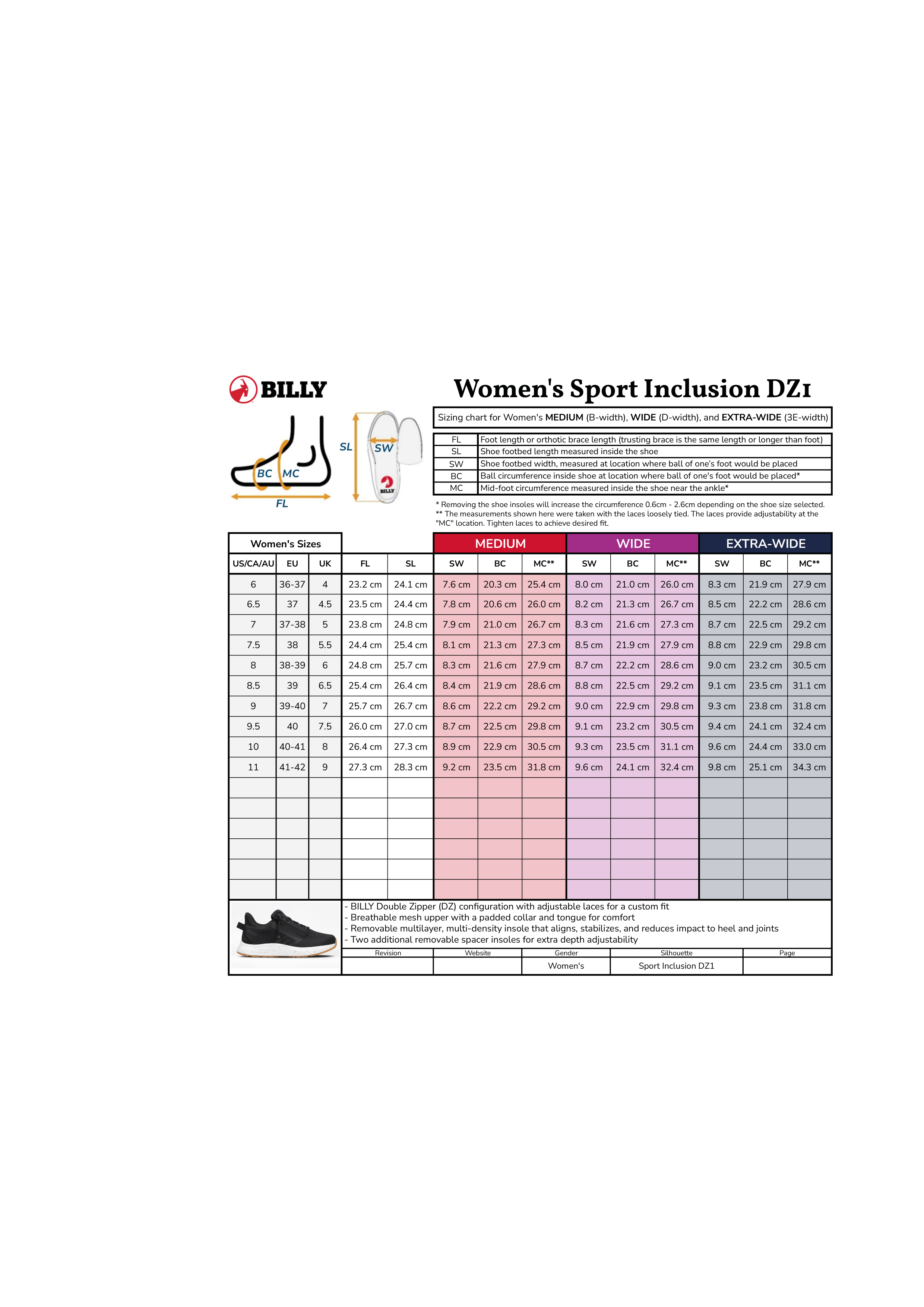 Billy Footwear Sport Inclusion wide/extra wide navy/pink BW26184-410 41,5 wide