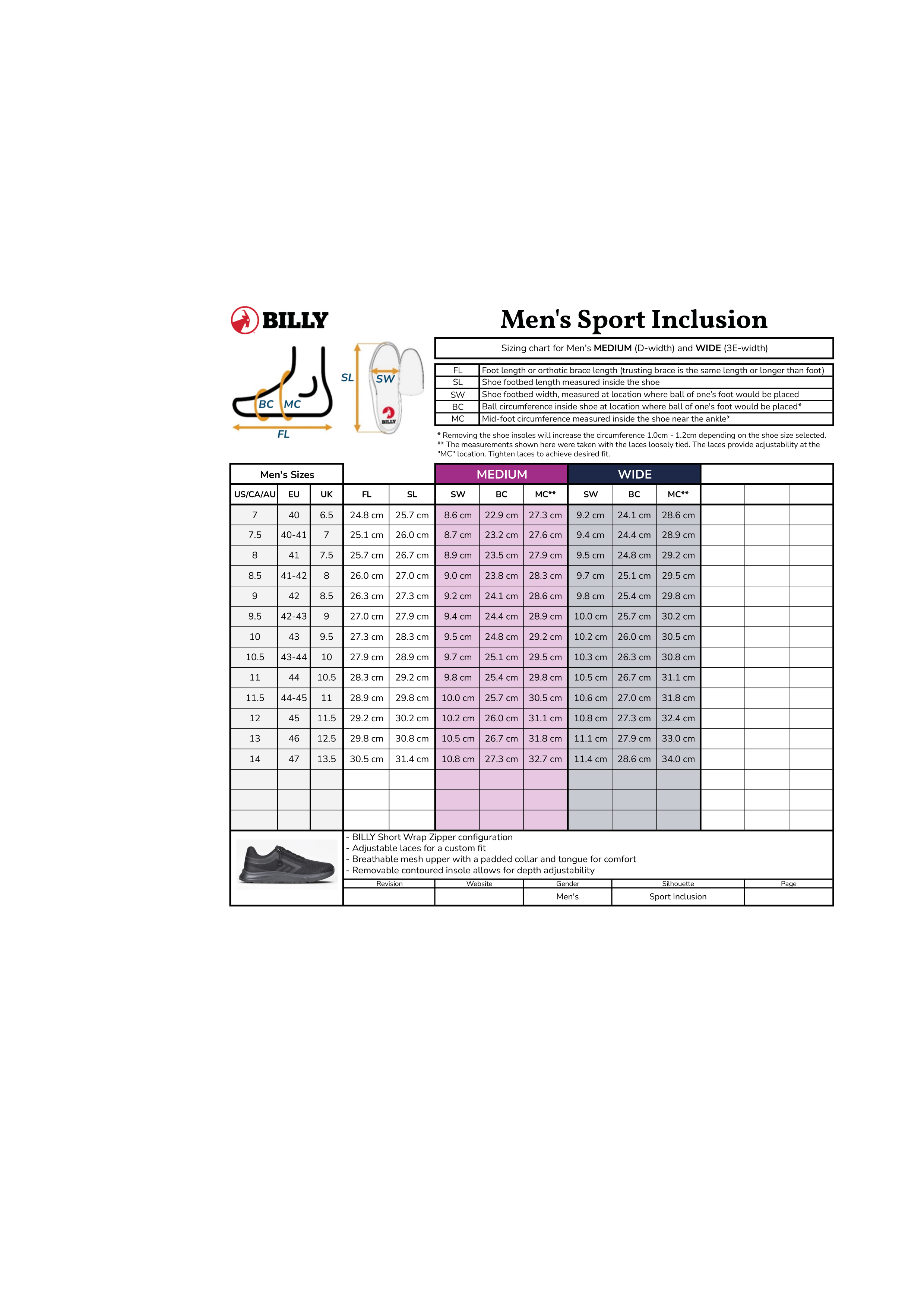 BILLY Footwear Sport Inclusion Medium/Wide grey BM24171-010 13,5-wide