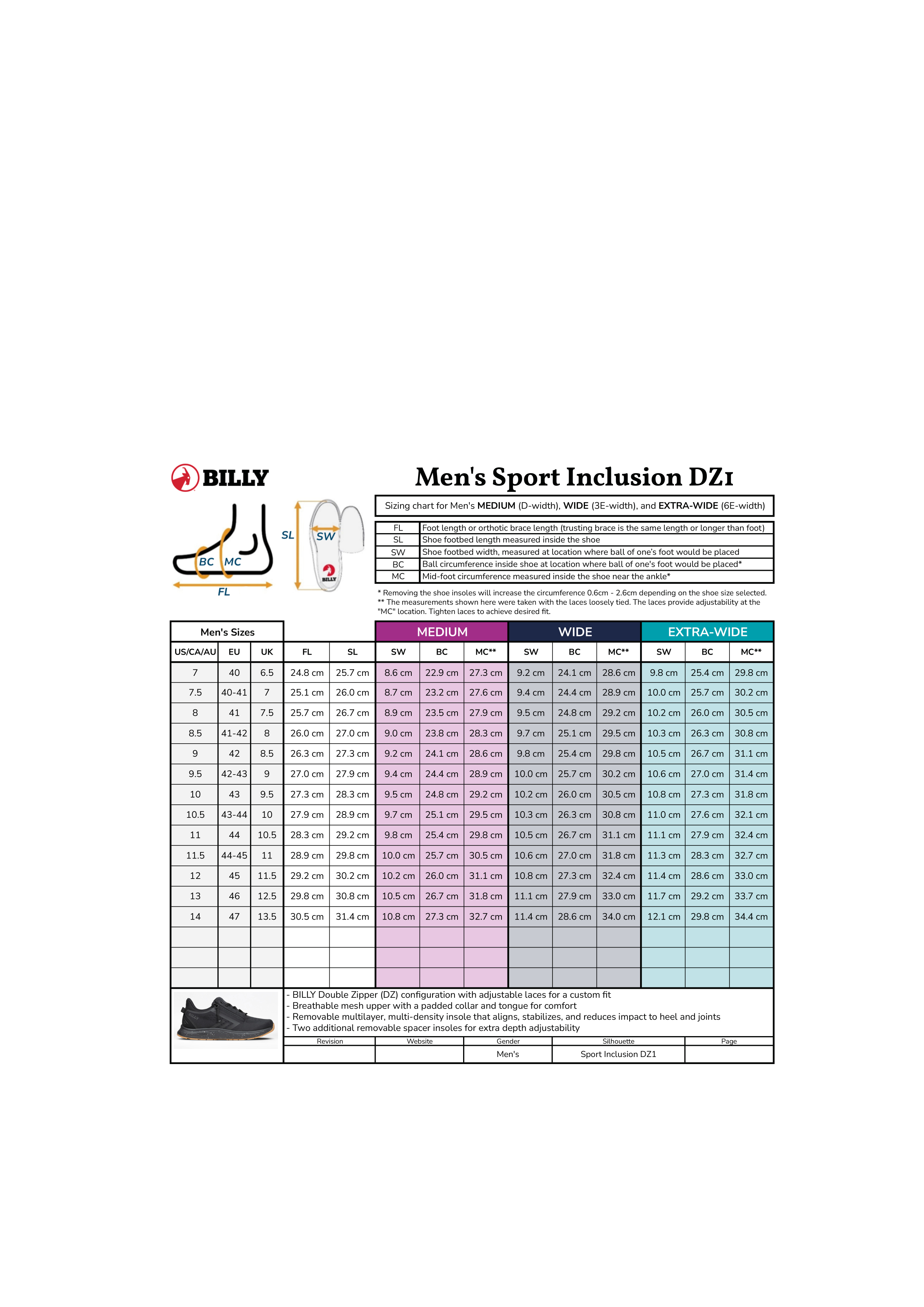 BILLY Footwear Sport Inclusion DZ wide black/blue BM26184-002 47 wide