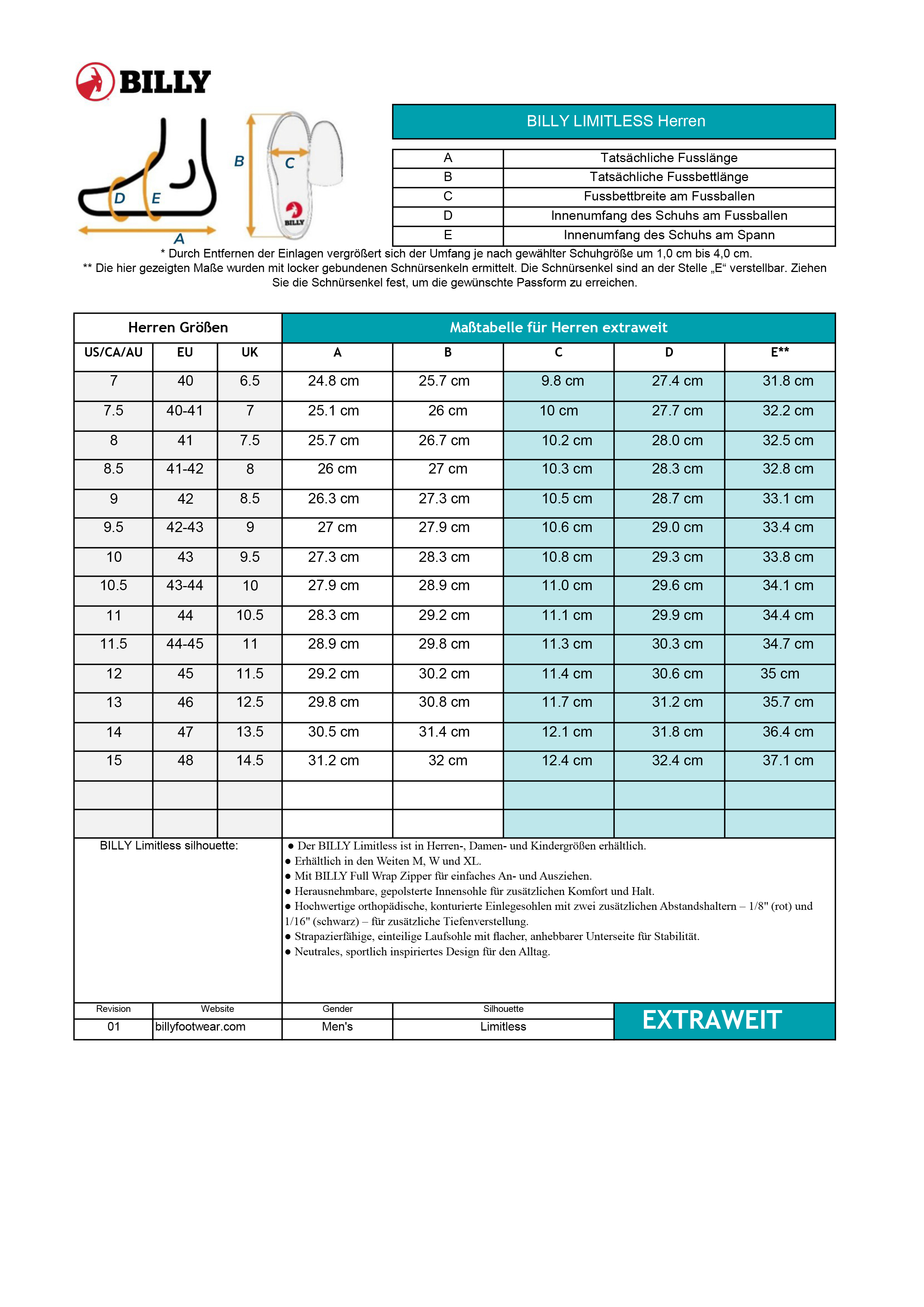 BILLY Footwear OrthoEase Wide/extra wide Black  BM25179-001 47 wide