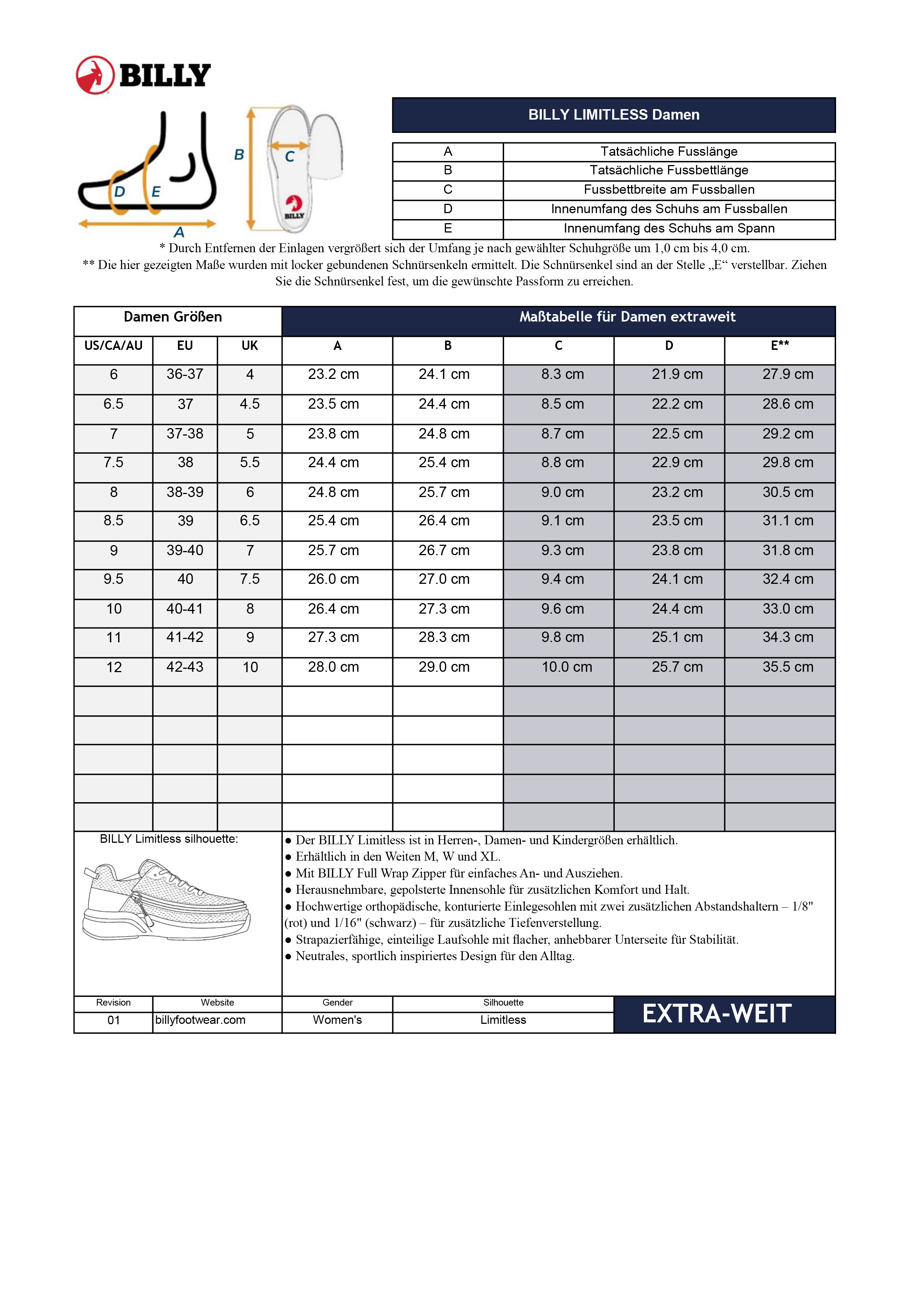 Billy Footwear OrthoEase Women wide/extra-wide, black BW25179-001 41,5 wide