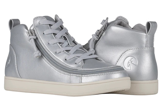 BILLY Sneaker Lace Mid Top PU Medium Wide Silver Grey Metallic BW22135-040 7,5-medium