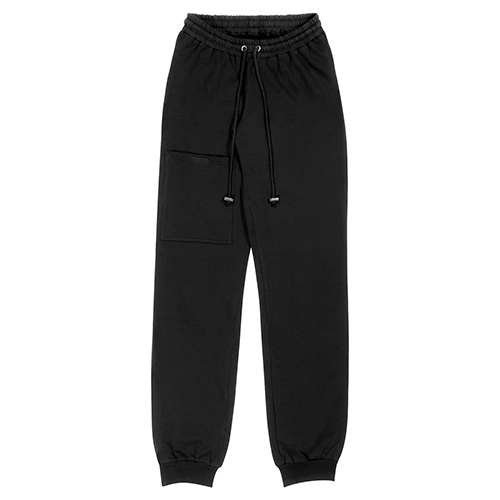 Leisure pants black with front pocket, brushed